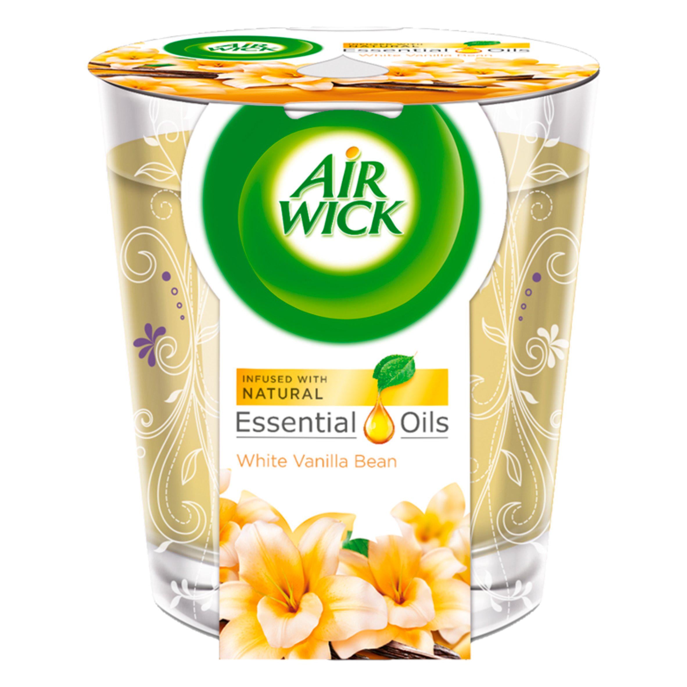 Air Wick Air Freshener Candle White Vanilla Bean 105g Aircare Sainsburys   