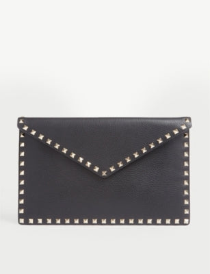 Valentino Garavani Rockstud leather clutch bag 30cm (British brand)