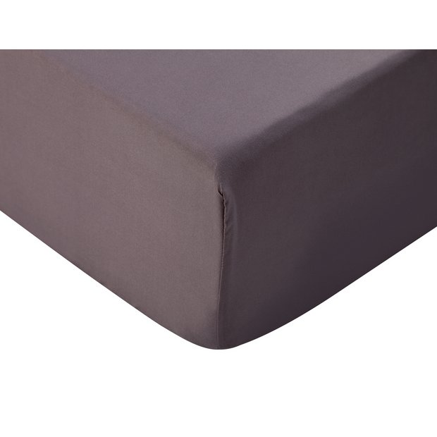 Silentnight Supersoft Plain Charcoal Fitted Sheet Kingsize (British brand)