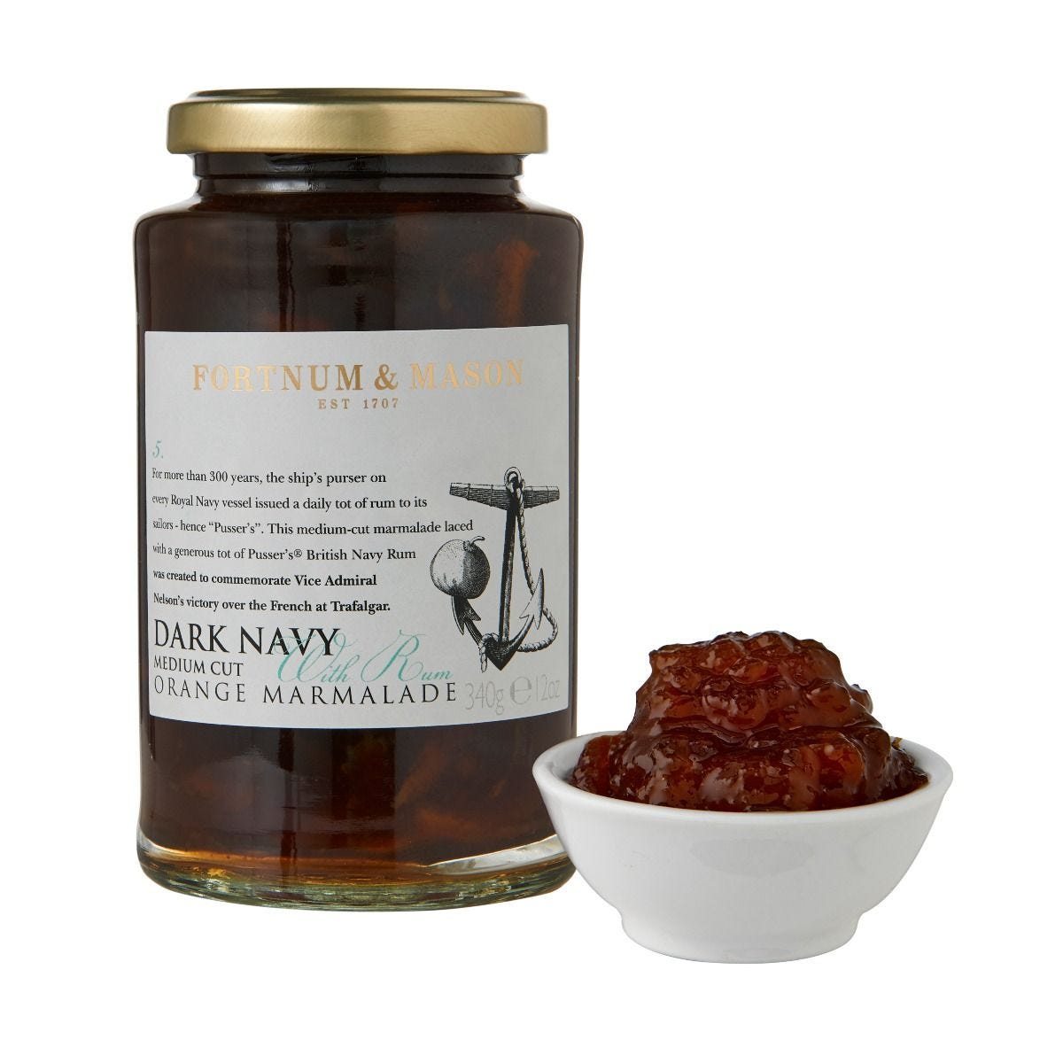 Dark Navy marmalade with Pusser's rum 340g, UK version