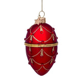 Glass jewelled egg Christmas decoration red, UK version