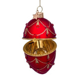 Glass jewelled egg Christmas decoration red, UK version