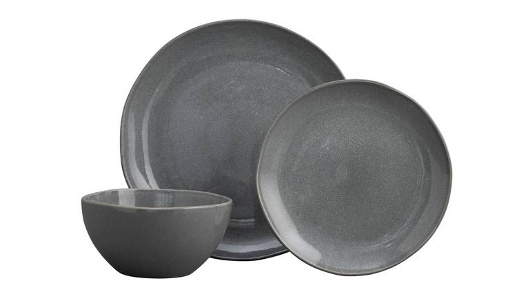 Habitat 12 Piece Stoneware Dinner Set - Grey Reactive GOODS Argos