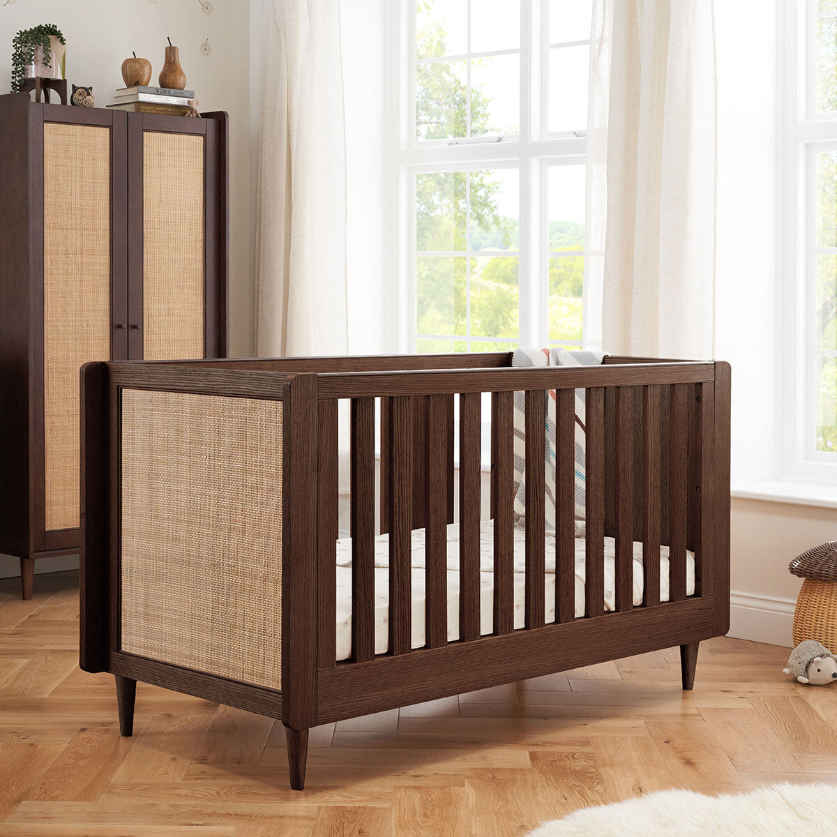 Tutti Bambini Japandi 4 Piece Nursery Set, Walnut Finish GOODS Costco UK