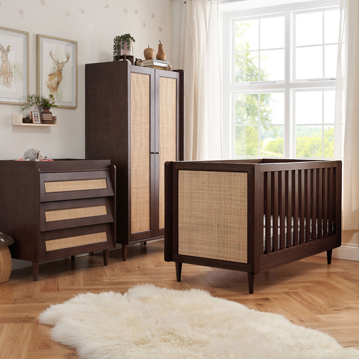 Tutti Bambini Japandi 4 Piece Nursery Set, Walnut Finish GOODS Costco UK