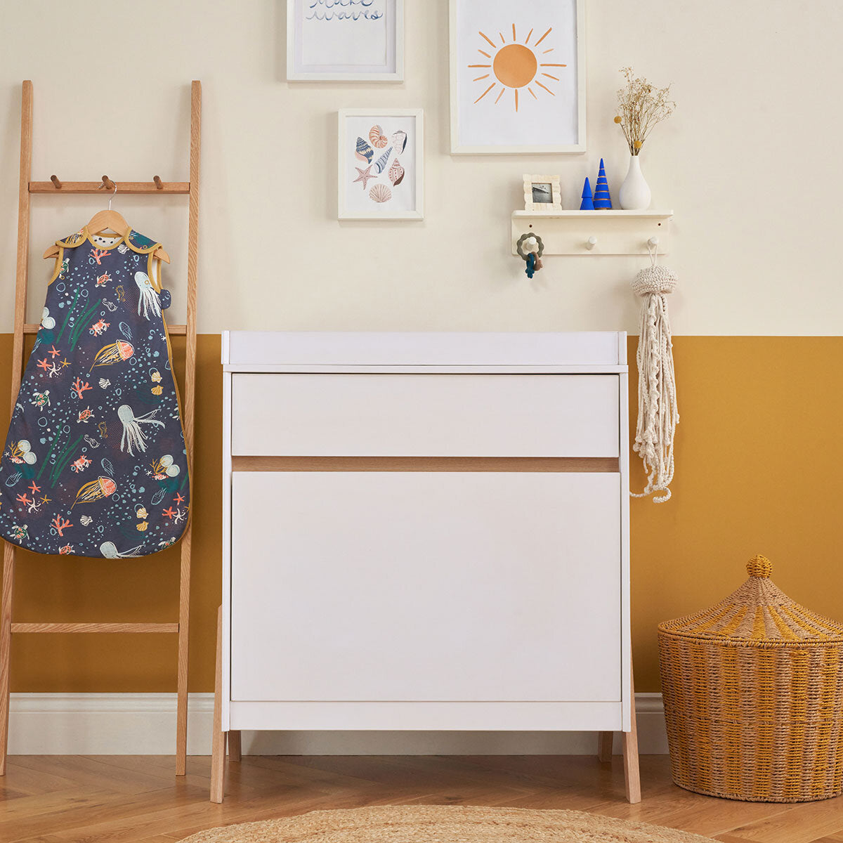 Tutti Bambini Fuori 4 Piece Nursery Set, White & Light Oak Finish GOODS Costco UK