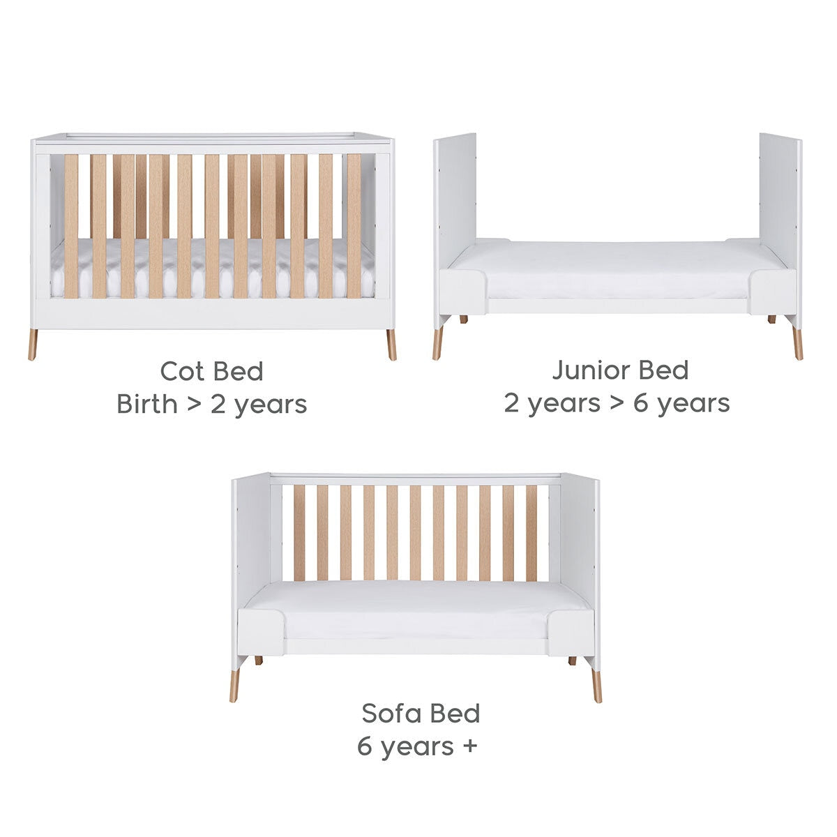 Tutti Bambini Fuori 4 Piece Nursery Set, White & Light Oak Finish GOODS Costco UK