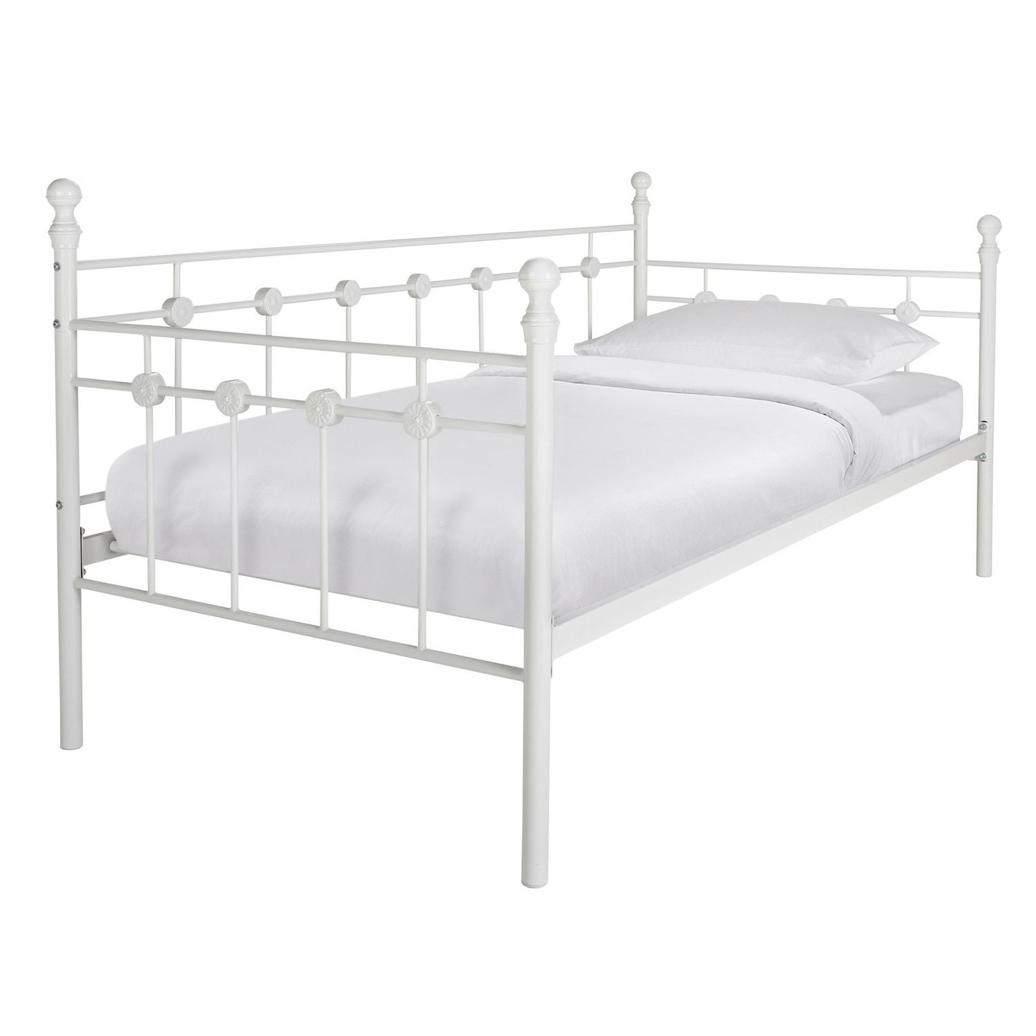 Argos metal day bed and mattress set in white - British product