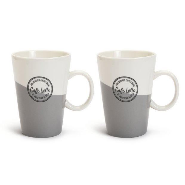 Habitat grey and white latte mugs 460ml, UK version