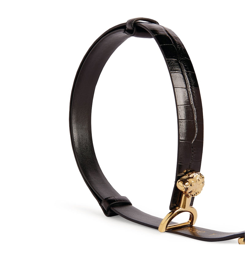 Maje lion-embellished leather horsebit belt (British brand)