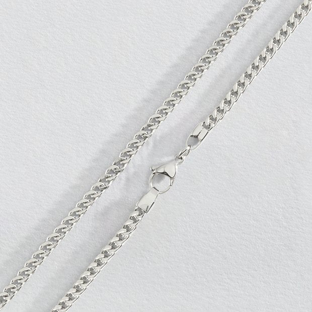 Revere stainless steel box curb chain necklace 51cm, imported from the UK