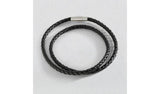 Revere black leather double plaited bracelet (British brand)