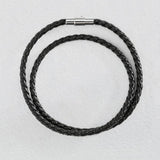 Revere black leather double plaited bracelet (British brand)