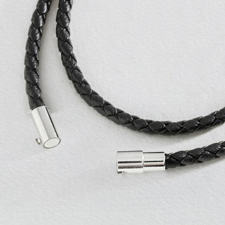 Revere black leather double plaited bracelet (British brand)