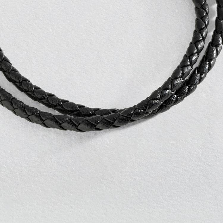 Revere black leather double plaited bracelet (British brand)
