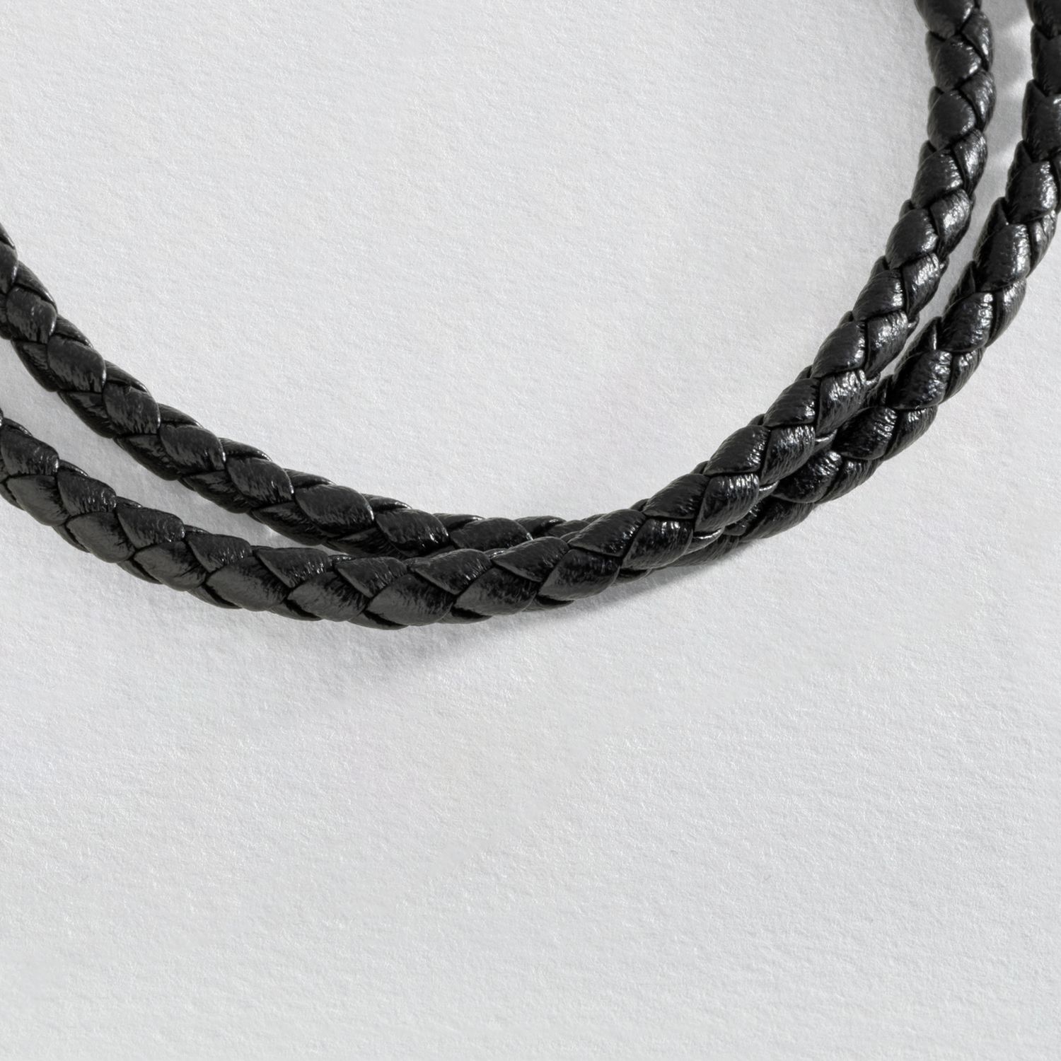 Revere black leather double plaited bracelet (British brand)