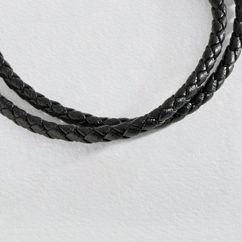 Revere black leather double plaited bracelet (British brand)