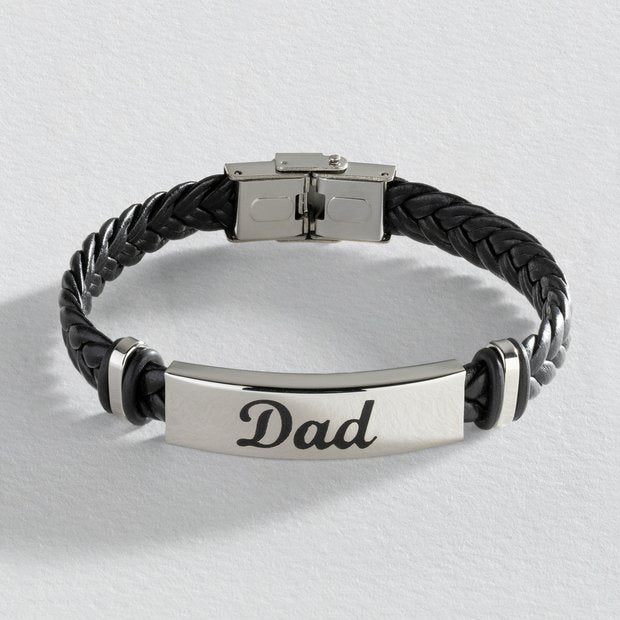Revere black leather dad bracelet, UK version