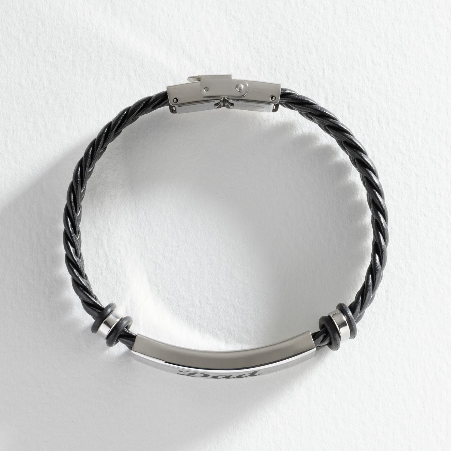 Revere black leather dad bracelet, UK version