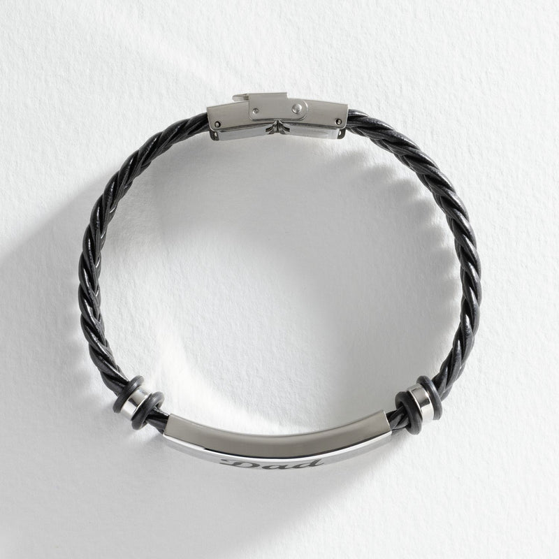 Revere black leather dad bracelet, UK version