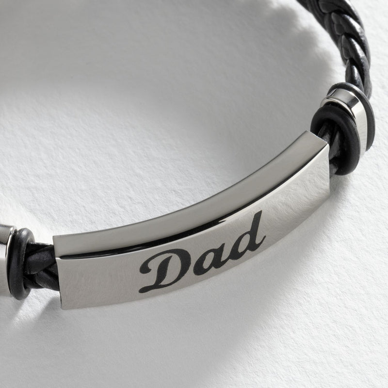 Revere black leather dad bracelet, UK version