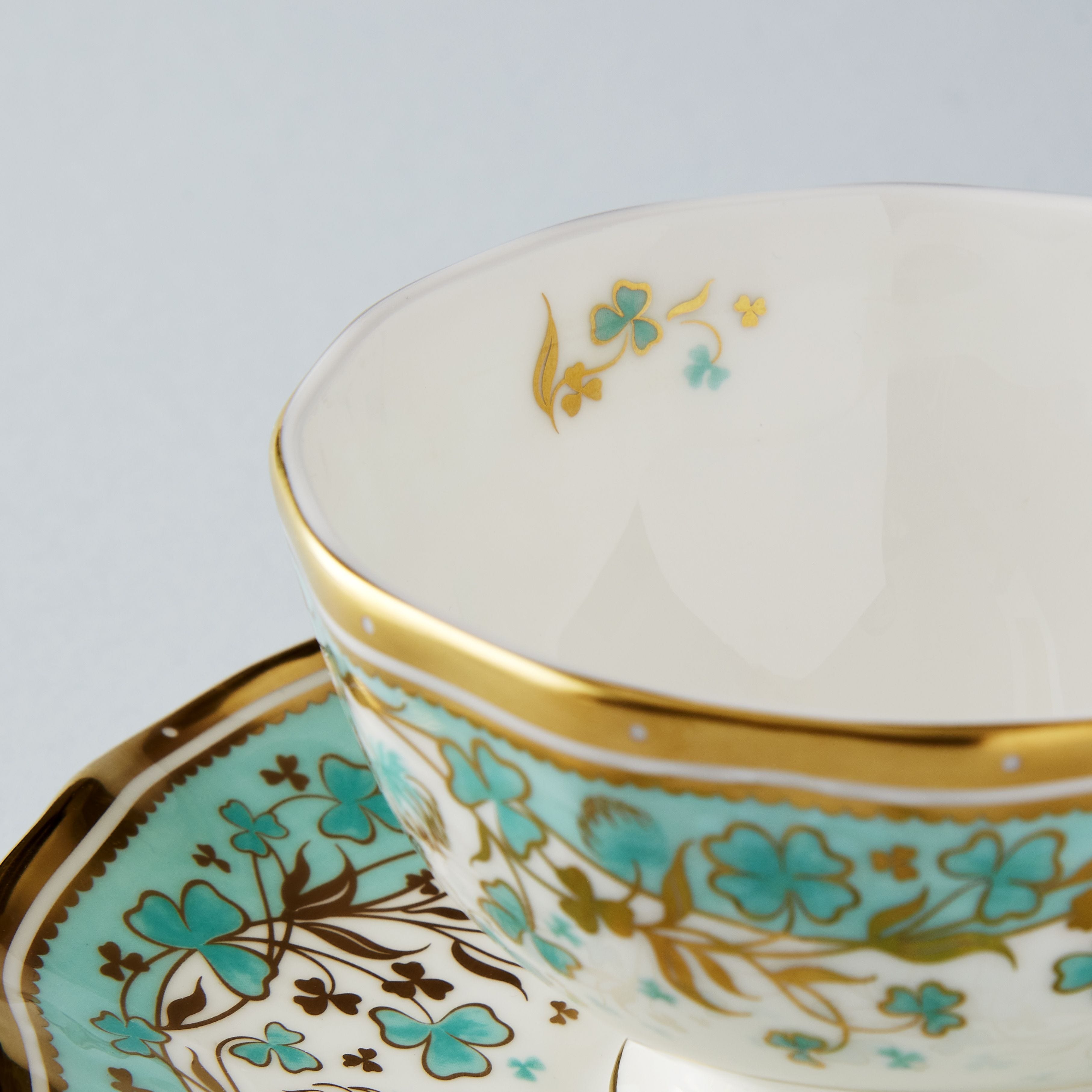 Fortnum's Cloverleaf teacup and saucer set, imported from the UK