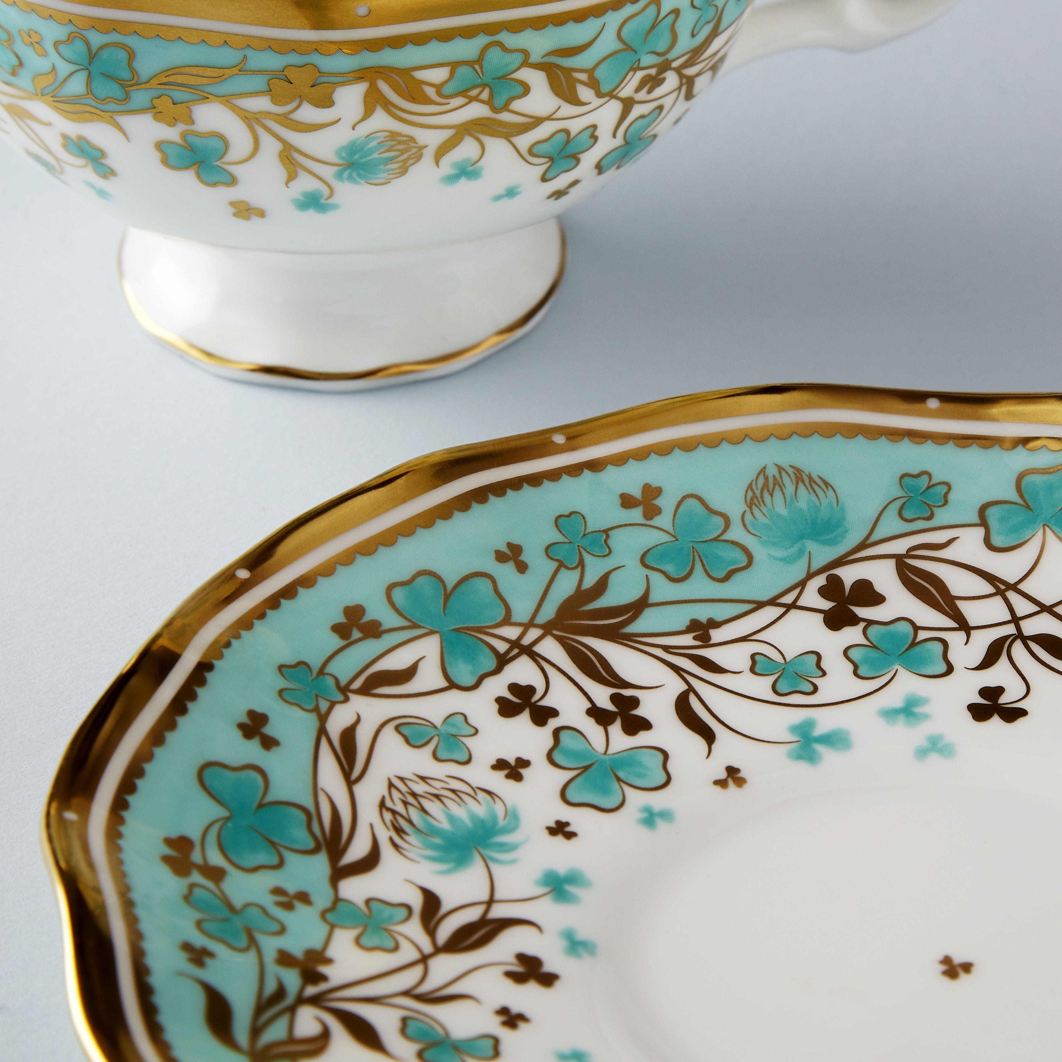 Fortnum's Cloverleaf teacup and saucer set, imported from the UK