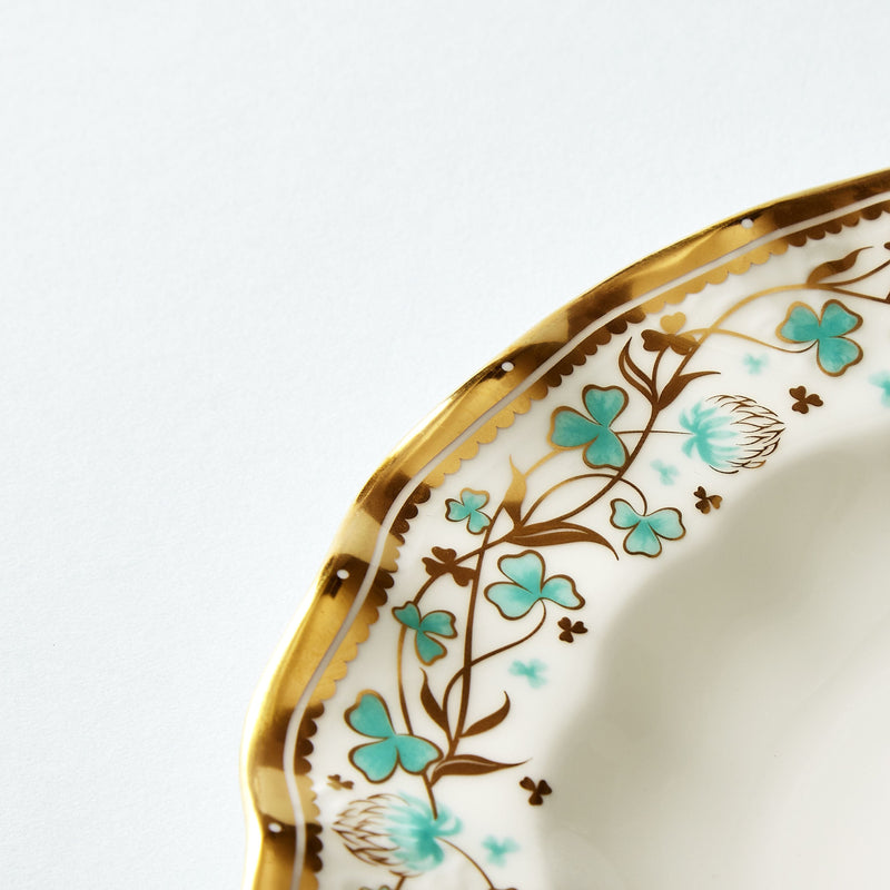 Fortnum's Cloverleaf tea plate with 22ct gold rim, imported from the UK