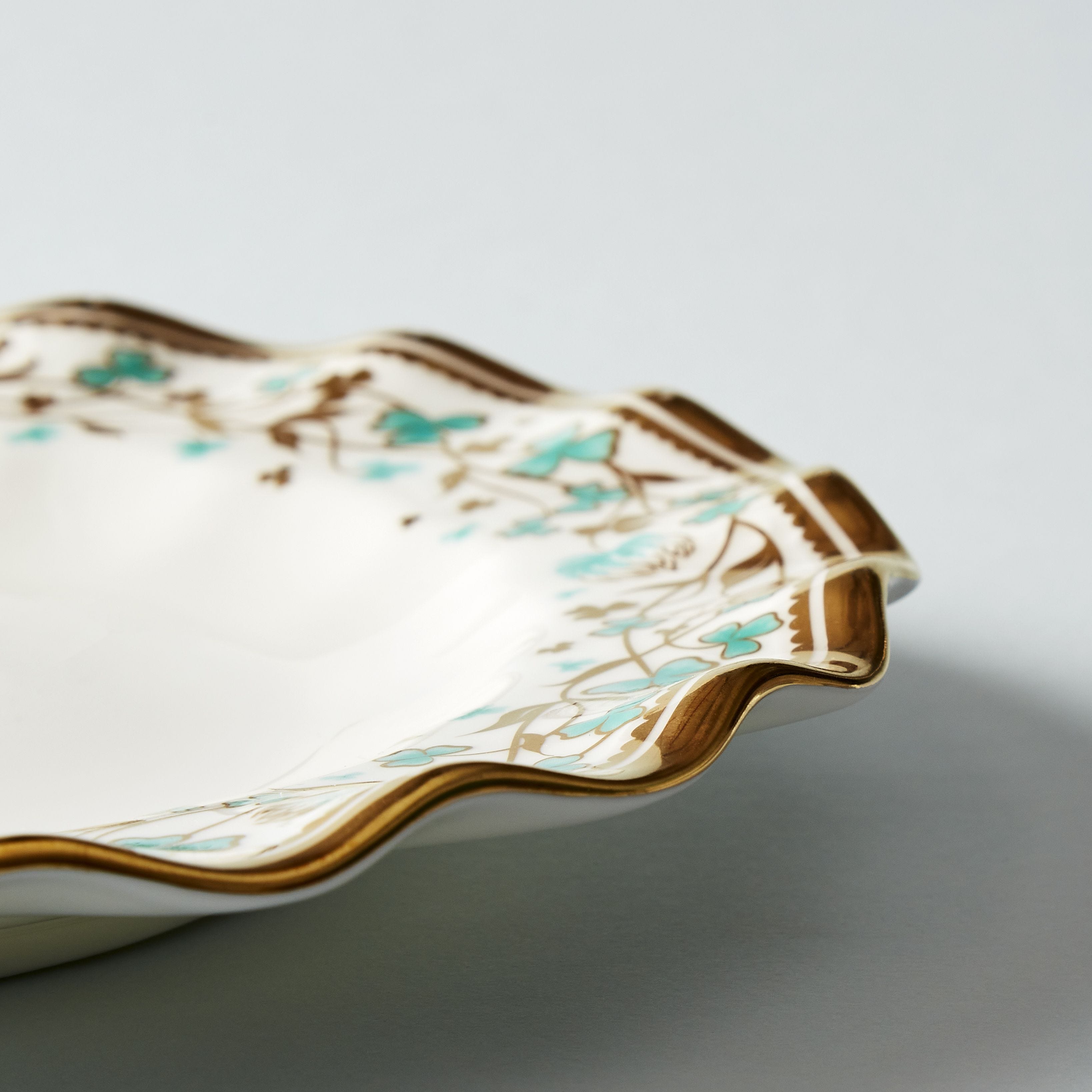 Fortnum's Cloverleaf tea plate with 22ct gold rim, imported from the UK