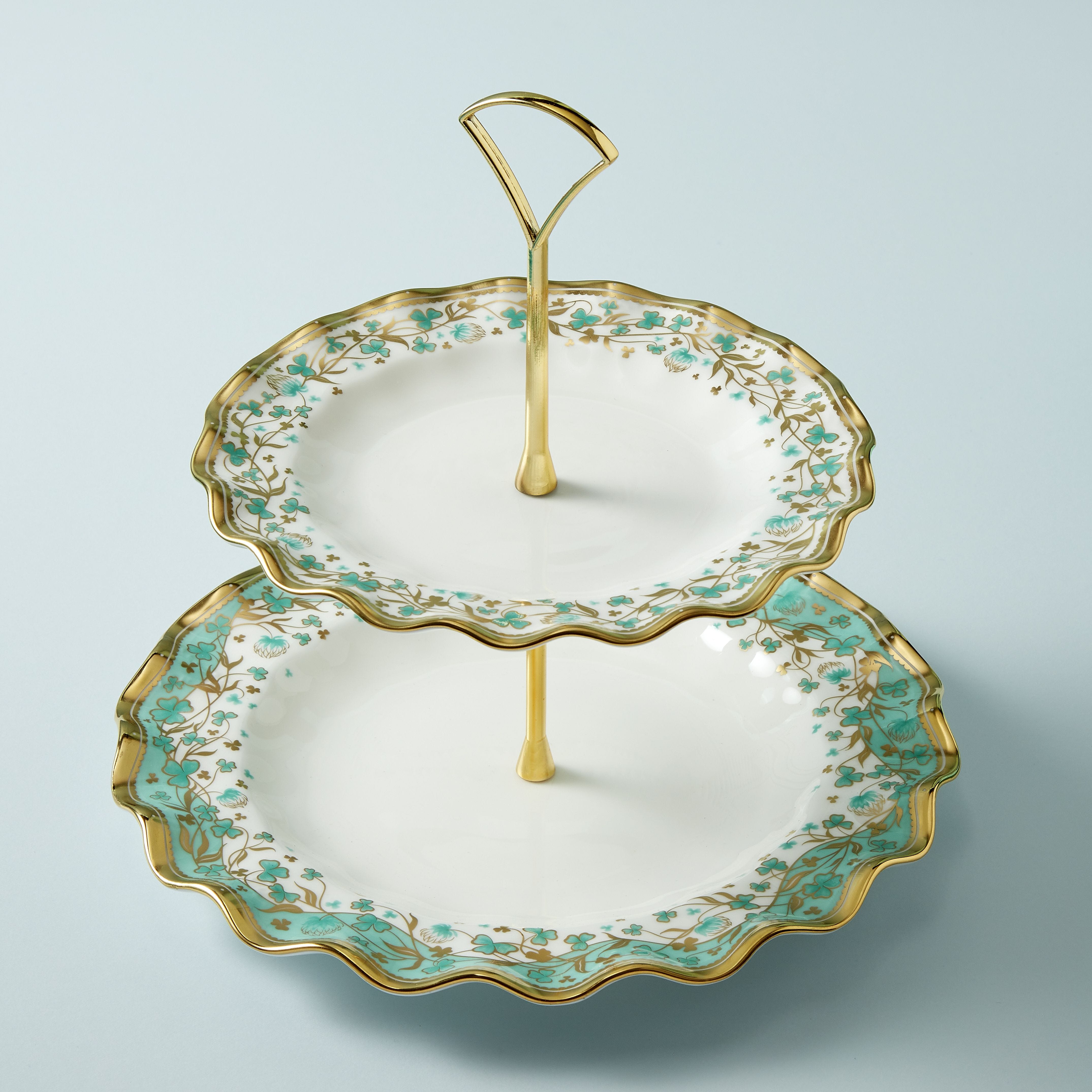 Fortnum's Cloverleaf bone china cake stand, hand-finished - British product