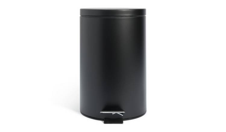 Habitat 12L flat top pedal bin in black (British brand)
