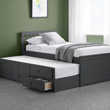 Julian Bowen Maisie guest bed with storage drawers in anthracite, UK version