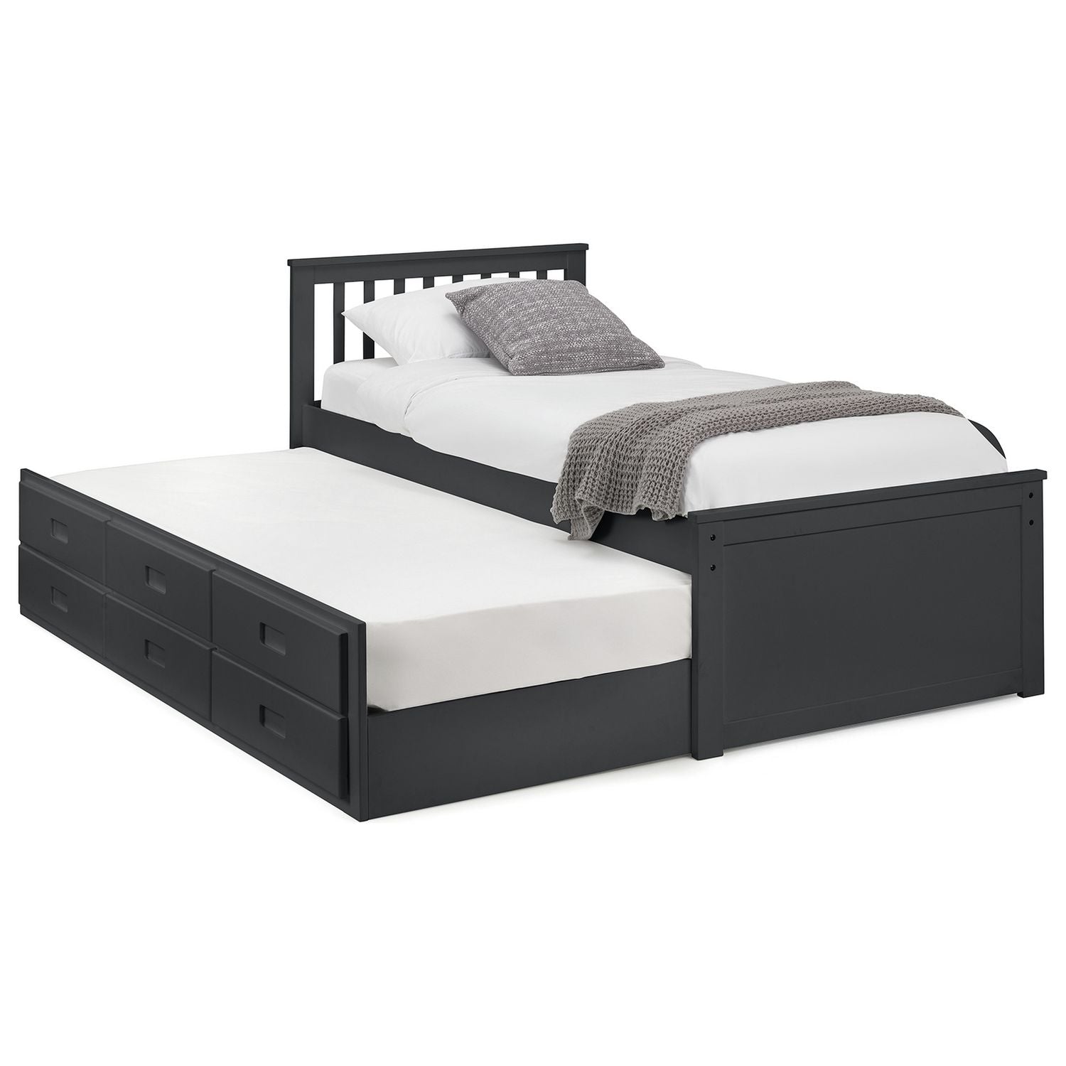 Julian Bowen Maisie guest bed with storage drawers in anthracite, UK version