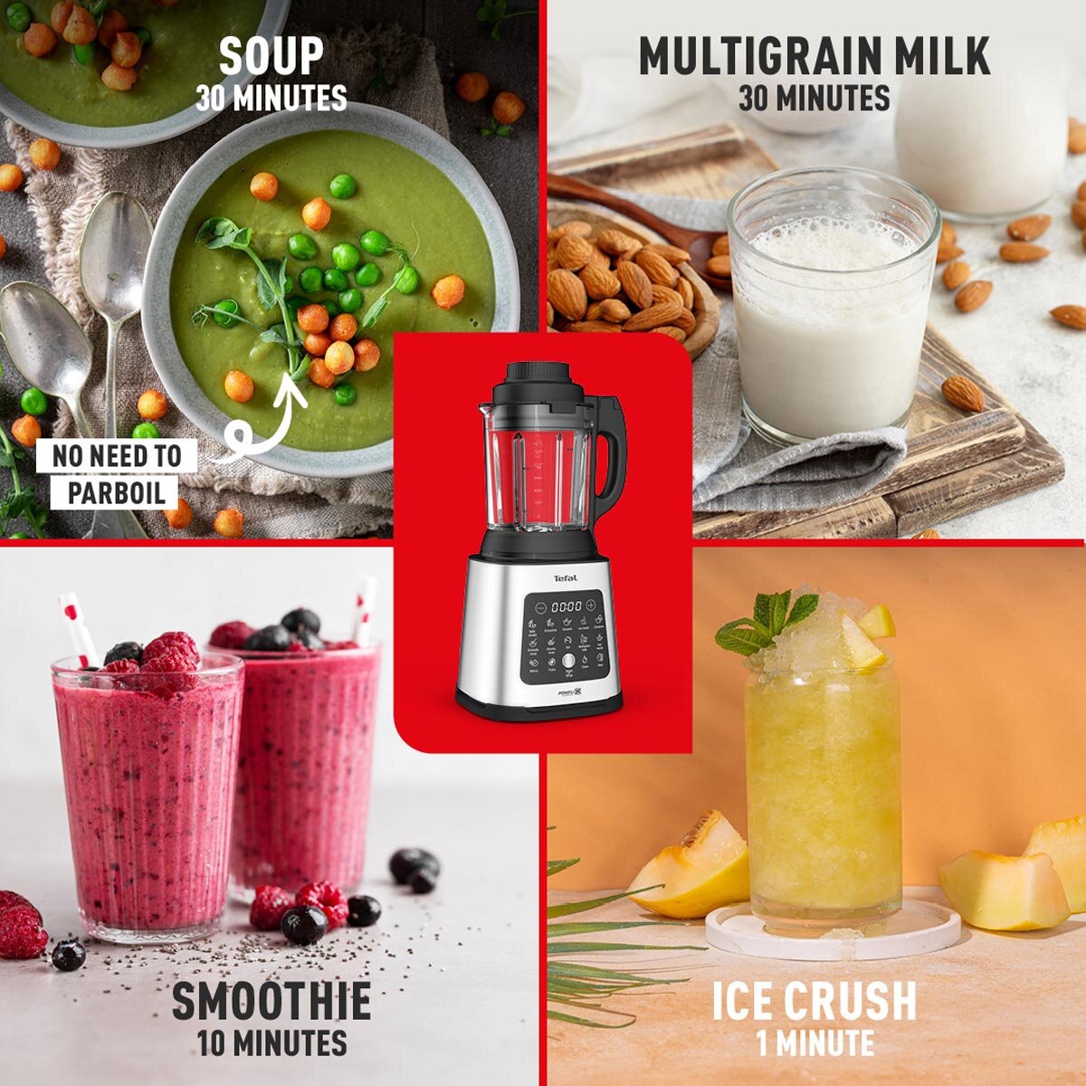 Tefal PerfectMix 2-in-1 blender and soup maker stainless steel, imported from the UK