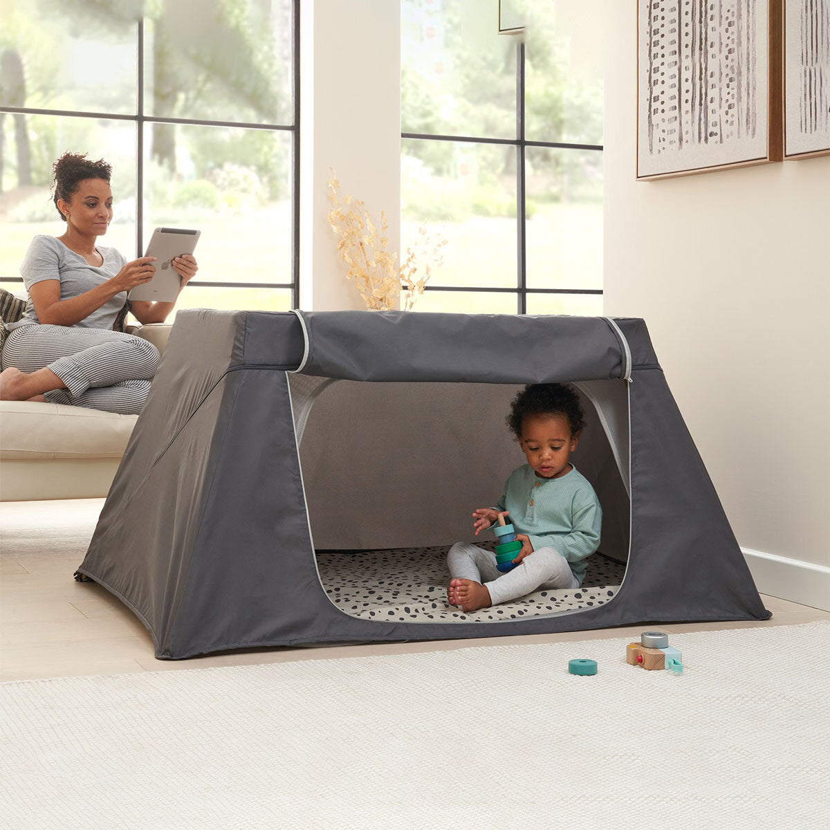 Tutti Bambini CoZee Go Day & Night Travel Cot Bundle, Walnut & Ecru Finish GOODS Costco UK