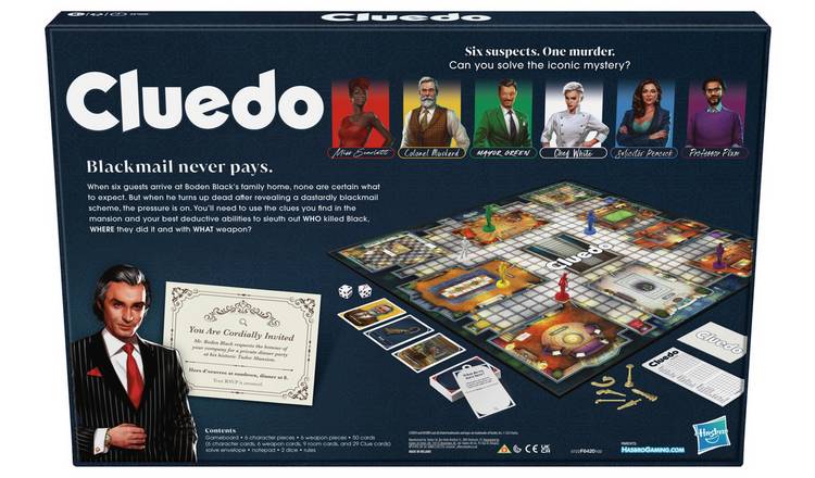 Hasbro Gaming Cluedo murder mystery board game, UK version