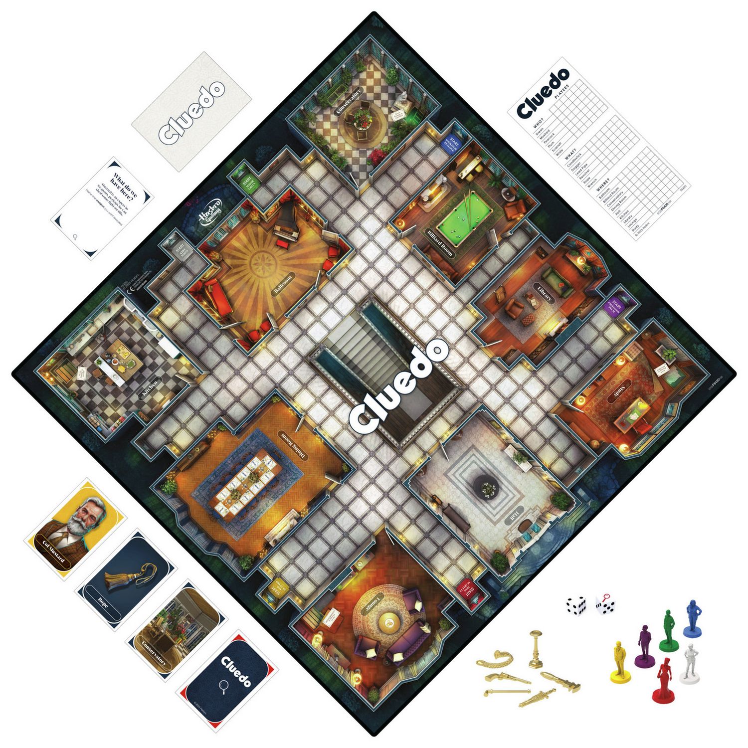 Hasbro Gaming Cluedo murder mystery board game, UK version