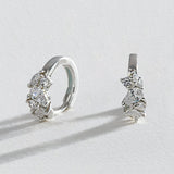 Revere sterling silver cubic zirconia huggie hoop earrings, UK version