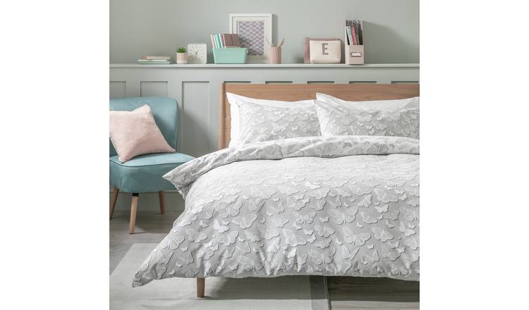Argos Home Shadow Butterflies grey bedding set single (British brand)