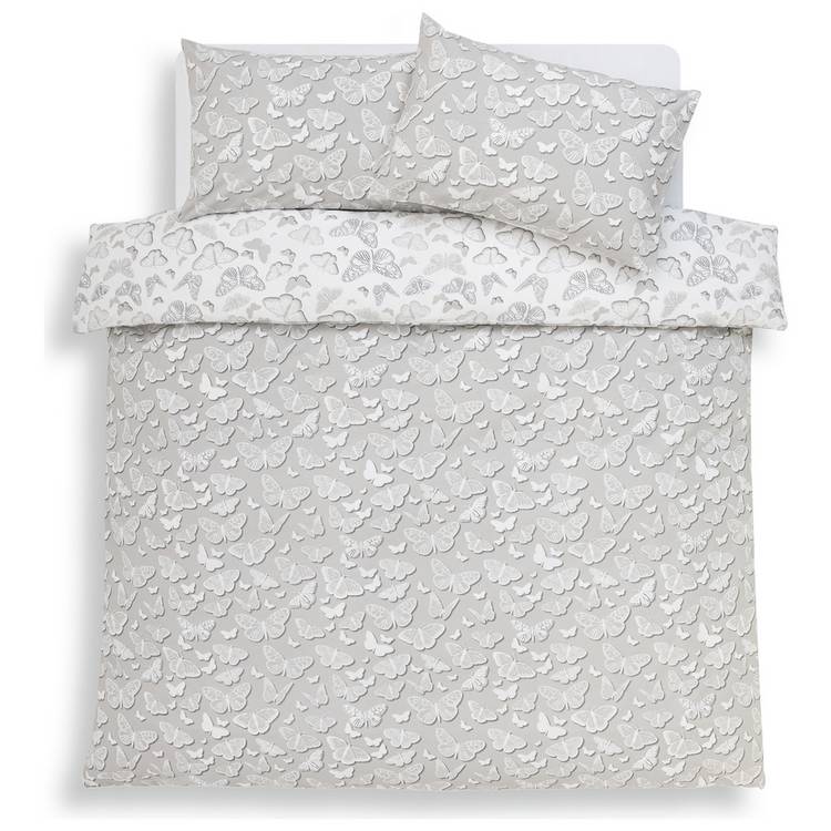 Argos Home Shadow Butterflies grey bedding set single (British brand)