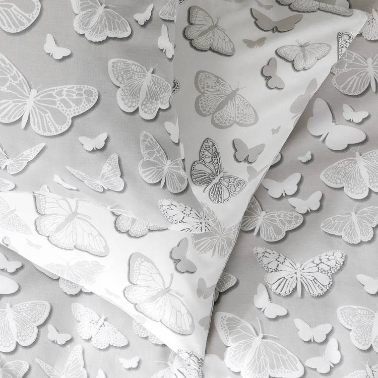 Argos Home Shadow Butterflies grey bedding set single (British brand)
