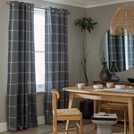 Habitat grey square check eyelet curtains 117cm by 183cm, UK version