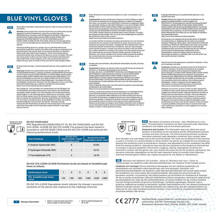 Jena blue vinyl gloves medium 400 pack (British brand)