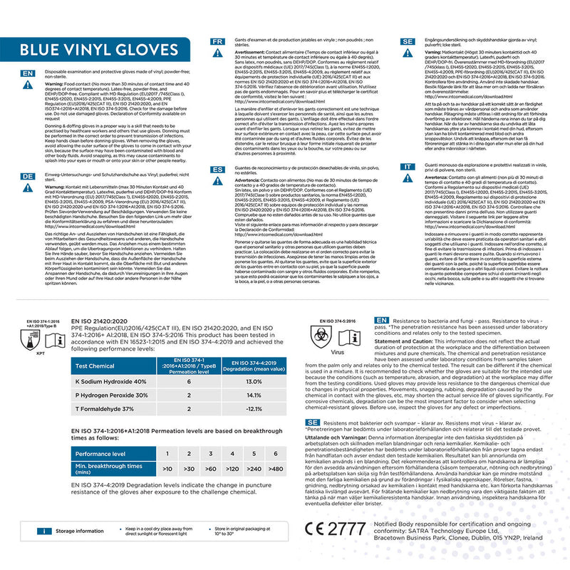 Jena Blue Vinyl Gloves Large 400 Pack - British product