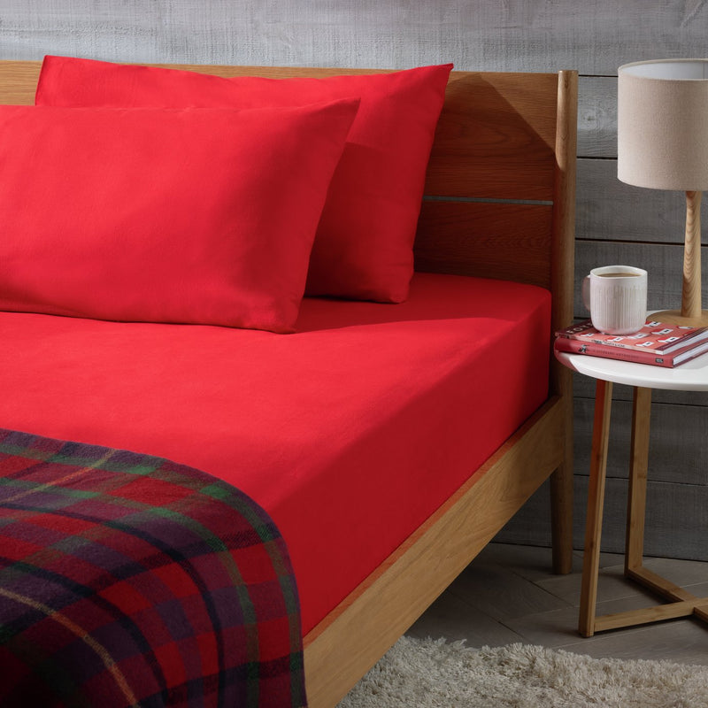 Habitat red brushed cotton fitted sheet double, UK version