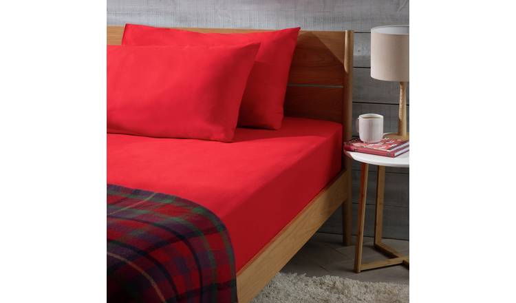 Habitat red brushed cotton fitted sheet double, UK version