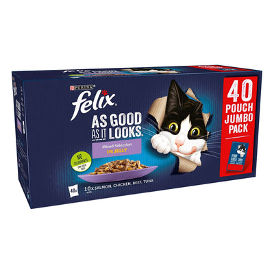 Costco UK Felix As Good As It Looks مجموعة مختارة من أطعمة القطط، 40 × 100 جم - اشترِ عبر الإنترنت من McGrocer