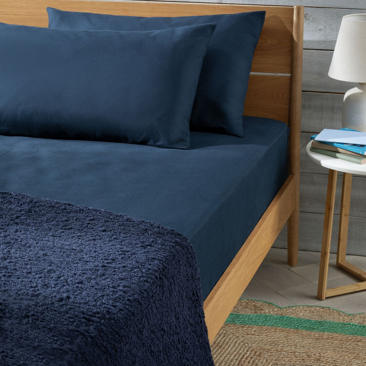 Habitat Soft and Cosy Brushed Cotton Navy Fitted Sheet - KS