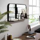 Habitat rectangular wall mirror with shelf in black, 60x28x10cm, UK version