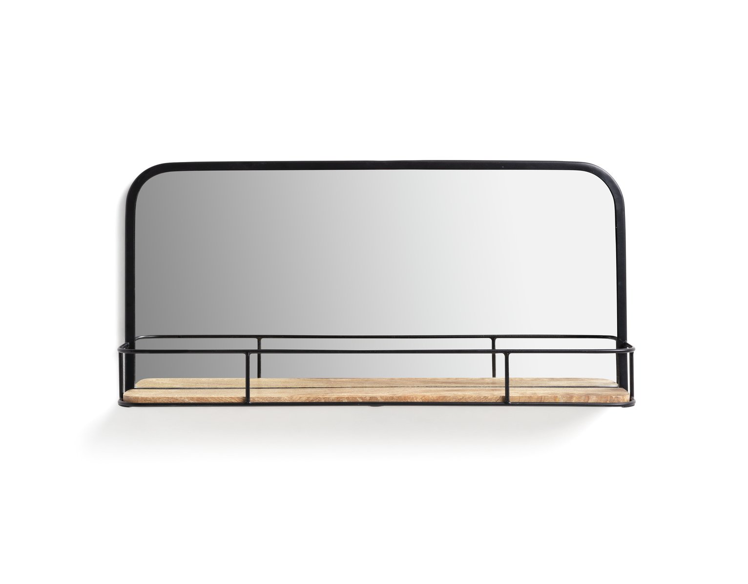 Habitat rectangular wall mirror with shelf in black, 60x28x10cm, UK version